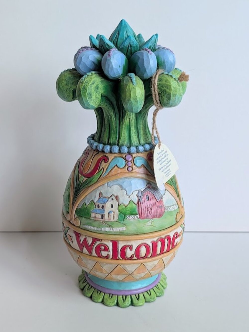JIM SHORE PINEAPPLE Collectible "Welcome Friends" Figurine Farm Church House